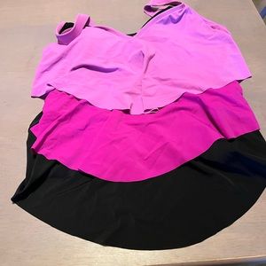 Colorful tankini top with adjustable straps from The Avenue.